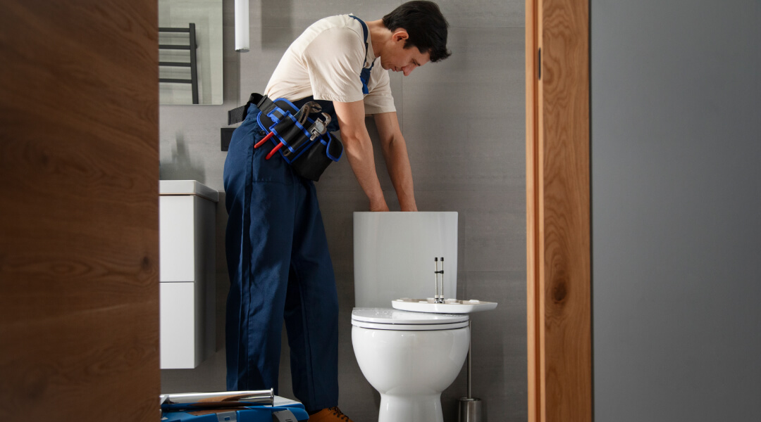 Toilet overflowing due to a blockage in the drainage system